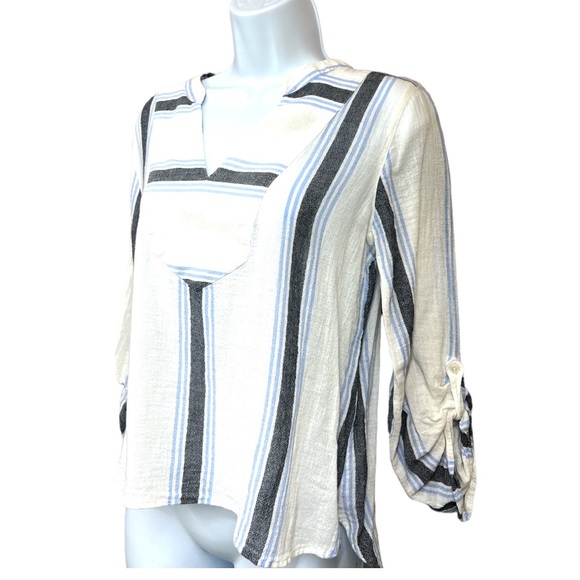 SzPS Loft Striped V-Neck Long Sleeve 3/4 Sleeve Top - Picture 2 of 5